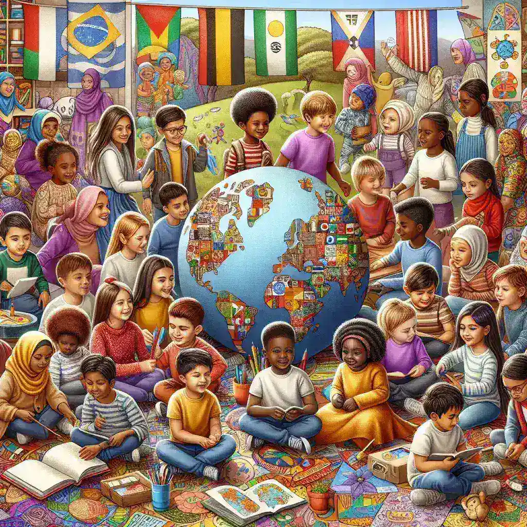 Alt text: "مبادرات محتوى آمن للأطفال تشمل كتب وألعاب تعليمية متعددة اللغات تتناسب مع الفروق الثقافية في المنطقة، تعزز التعلم والتفاعل الآمن للأطفال."